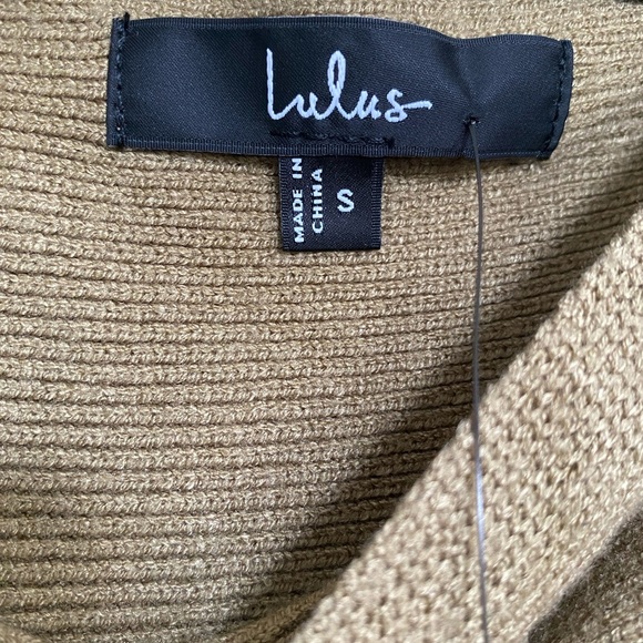 NWT LULUS Modern Comfort Olive Green Dolman Sleeve Mini Sweater Dress Small - Picture 12 of 12